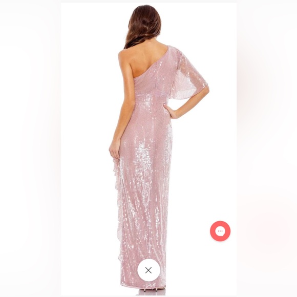 Sequined flutter sleeve one shoulder draped gown - Picture 2 of 3